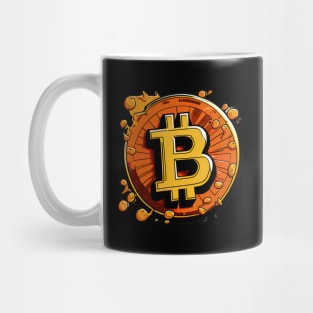 High-Quality Comic Bitcoin Logo: Symbol of Digital Currency Mug